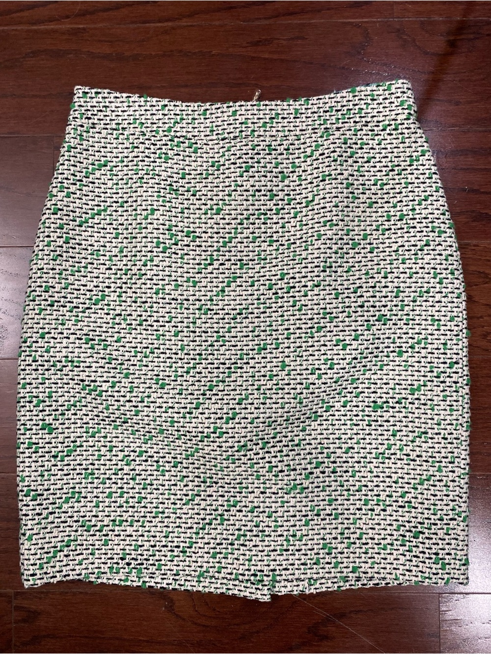 KATE SPADE Cotton Tweed Pencil Skirt Size 6 Green/blk/white Preppy Luxury